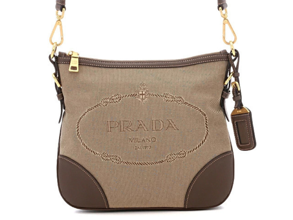 Prada Bag Shoulder Canvas Brown